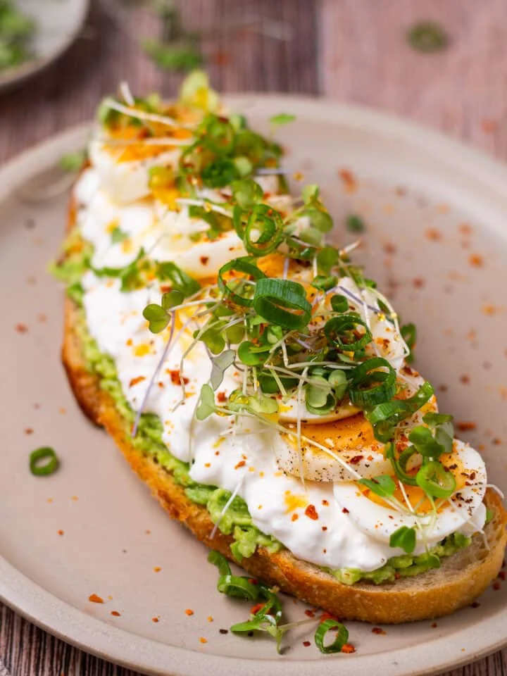 Spicy Avocado Toast with Egg, Pickled Onion & Vulcan